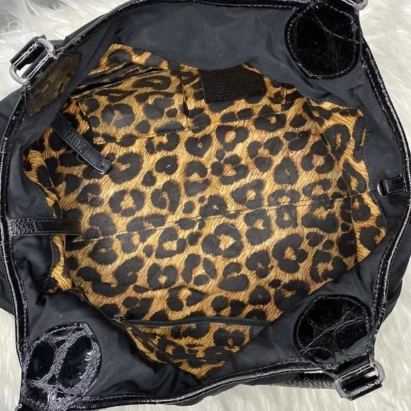 Brighton Black Nylon Shoulder Bag With Silver Buckle Leather Trim and Detail - Picture 8 of 12